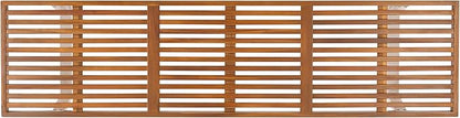 SAFAVIEH Outdoor Patio Furniture Collection – Heather Natural Brown Solid Wood Patio Bench with White Steel Legs, 72-Inch Modern Outdoor Seating for Garden, Porch or Patio (PAT7327A)