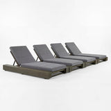 Christopher Knight Home Tory Acacia Wood Chaise Lounge Chair Outdoor Set of 4, Poolside Sun Lounger Recliner - Photo 5