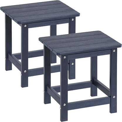 ONBRILL Outdoor Side Table Set of 2, Adirondack Small End Table, Indoor & Outdoor Use, HDPS Weather Resistant/Easy Maintenance for Patio, Pool, Deck, Porch, Garden, Shower, Outside- (2, Blue)