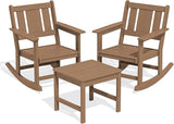 SERWALL Outdoor Rocking Chairs Set of 2 with Side Table, All-Weather HDPE 3 Piece Patio Furniture Set - Photo 3