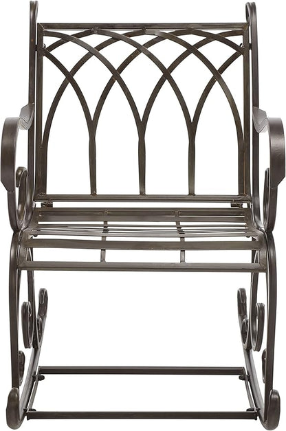 SAFAVIEH Outdoor Collection Medrano Victorian Rustic Brown Wrought Iron Rocking Chair
