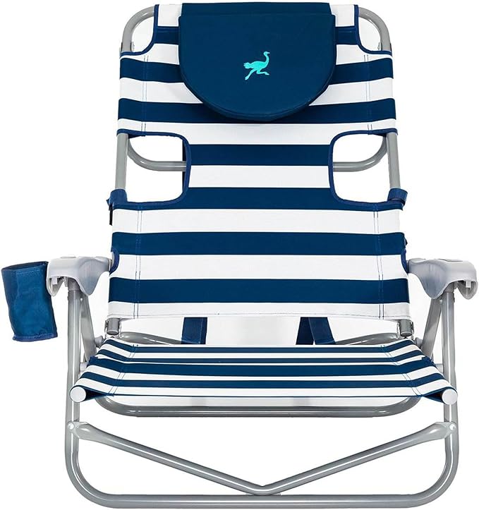 Ostrich On-Your-Back Outdoor Lounge 5 Position Recline Beach Chair (2 Pack)