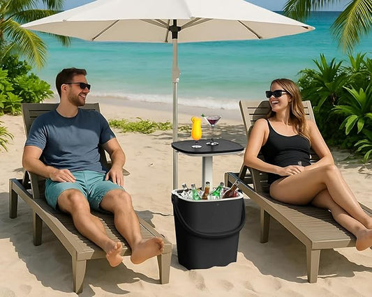 Patio Lounge Chair & Outdoor Cocktail Table Set - Resin All-Weather Relaxation Combo for Poolside, Garden, or Backyard