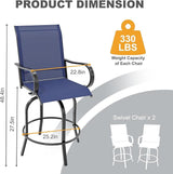 Swivel Bar Stools 2-Piece Set, Outdoor Patio Bar Height Chairs with Rust-Resistant Metal Frame & All-Weather Textile - Photo 2