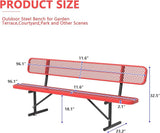 Park Benches for Outside - 96" Outdoor Metal Street Bench Heavy-Duty Steel Weatherproof Portable Garden Bench - Photo 2