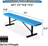 6 Ft Metal Park Benches for Outside, Outdoor Backless Bench with Thermoplastic Coating, Portable Frame - Photo 2