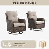 Belord Outdoor Swivel Chairs Set of 2, Patio Wicker Rocker Chairs, All Weather Patio Conversation Furniture Set - Photo 8