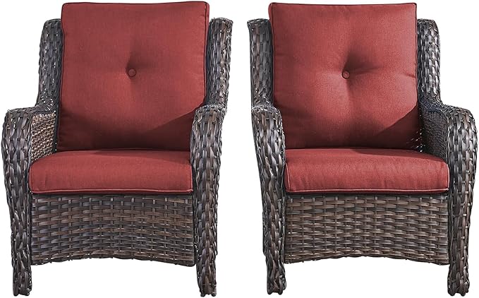 Rilyson Patio Furniture Chairs Outdoor Chair - 2 Piece Wicker Rattan Chairs Set with High Back and Deep Seating for - Photo 1
