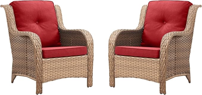Rilyson Patio Furniture Chairs Outdoor Chair - 2 Piece Wicker Rattan Chairs Set with High Back and Deep Seating for - Photo 3