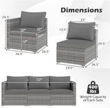 Tangkula 3 Seat Outdoor Wicker Sofa Set, Modular PE Rattan Patio Cushioned Sectional Couch Set - Photo 3