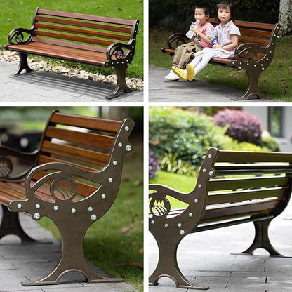 YVYKFZD Outdoor Garden Bench, Cast Aluminum Patio Park Bench, Loveseat Porch Benches with Backrest and Armrests, Weatherproof Leisure Chair Seat for 2-3 People, Easy Assembly(Antique Bronze,120cm/47.2