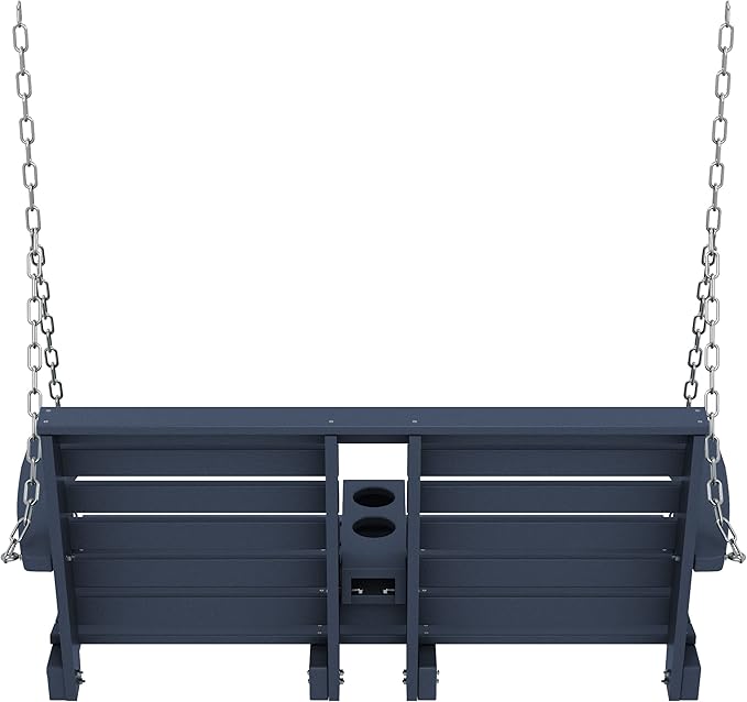 KINGYES Outdoor Hanging Porch Swing, 2 Seat Patio Swing Chair with Cup Holders - Photo 8