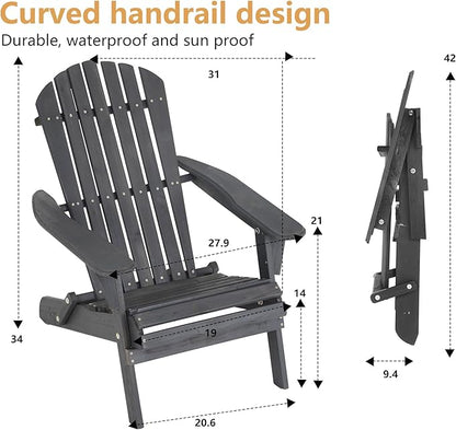 PayLessHere Adirondack Chairs, Weather Resistant Patio Chairs with Pinewood Wooden Textured for Patio Lawn Garden Backyard Deck Pool Beach Fire Pit