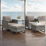 Wicker Outdoor Patio Furniture Set - 5 Piece Patio Conversation Set with 2 Wicker Armrest Chairs - Photo 1