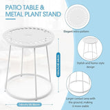 Outdoor Side Table with Flower Cut Outs 14" Weather Resistant Metal Patio Side Tables Small Plant Stand Round Outdoor - Photo 2