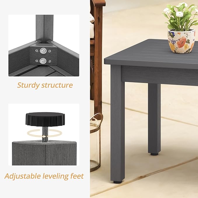LUE BONA Outdoor Coffee Table Rectangle, 42.5" HDPS Patio Coffee Tables for Outside - Photo 6