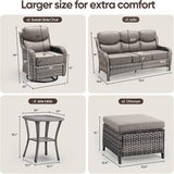 Swivel Patio Chairs sofa Set of 6 - 6" Thick Cushion - Wicker Outdoor Swivel Rocker Patio Chair ,Sofa/Glass coffee - Photo 2