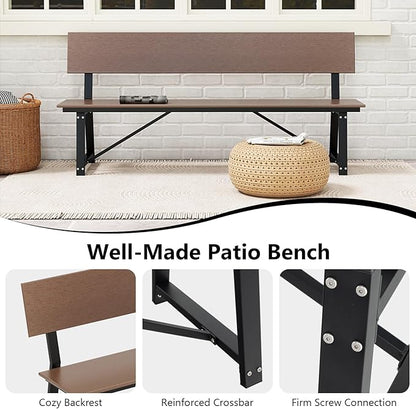 Tangkula 72” Outdoor Bench, Extra Long Patio HDPE Bench for 4 People, 1100 lbs Weight Capacity, Heavy-Duty Patio Picnic Dining Bench for Garden, Porch, Lawn, Backyard & Park