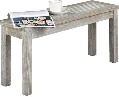 VINGLI Outdoor Wooden Bench, 40” Porch Bench Outdoor Backless Garden Bench, Small Outdoor Bench for Deck Patio Entryway (Grey, 40in)