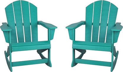 WestinTrends Malibu 2 Piece Set Outdoor/Patio Poly Adirondack Rocking Chairs (2 Seater), Turquoise