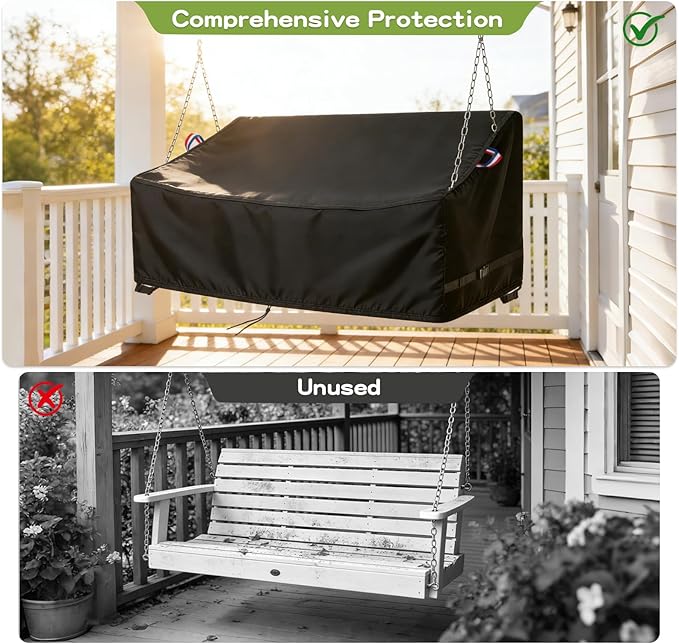 Porch Swing Cover, Waterproof Outdoor Hanging Swing Chair Cover for 2-Person Seating Bench, Patio Furniture Covers (85" L x 45" W x 24/32" H)