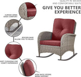 Belord 6 Pieces Patio Rocking Chairs Outdoor Furniture Set with Outdoor Couch and Ottoman Conversation Patio Furniture - Photo 5