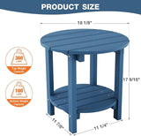 YEFU Adirondack Side Table, 18" Double Outdoor Side Table Set of 2, Poly Lumber end Table, Weather Resistant for Indoor - Photo 3