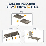 2 Patio Lounge Chair, Resin Outdoor Chaise Lounge with Waterproof Design & Lightweight Frame - Photo 4