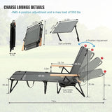 Folding Outdoor Chaise Lounge Chair with 360°Shade, 4 Position Portable Sun Tanning Chair with Headrest - Photo 3