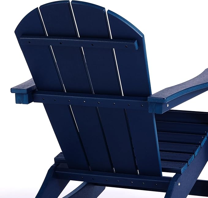 WO WESTIN OUTDOOR HDPE Laguna Outdoor Rocking Poly Adirondack Chair (Set of 2), Navy Blue
