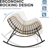 SWITTE Oversized Double Rocking Papasan Chair, Outdoor Wicker Egg Loveseat with Thick Cushion - Photo 7