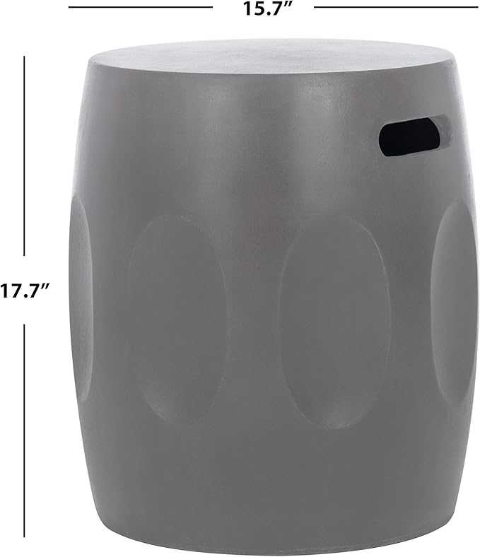 SAFAVIEH Outdoor Collection Zuri Modern Dark Grey Concrete Round Accent Table (Fully Assembled)