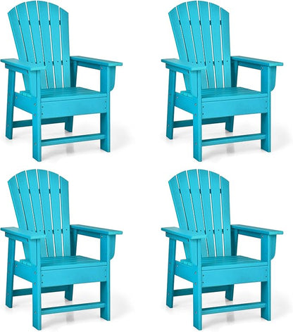 Giantex Adirondack Chair, Kids HDPE Patio Lawn Chair with Ergonomic Backrest for Deck, Porch, Backyard, Poolside, Indoor, Weather Resistance Toddler Outdoor Chair (4, Turquoise)