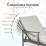HAPPATIO Outdoor Chaise Lounge Set of 3, Aluminum Pool Chair with Adjustable Backrest and Cushion, Curved Armrest - Photo 3