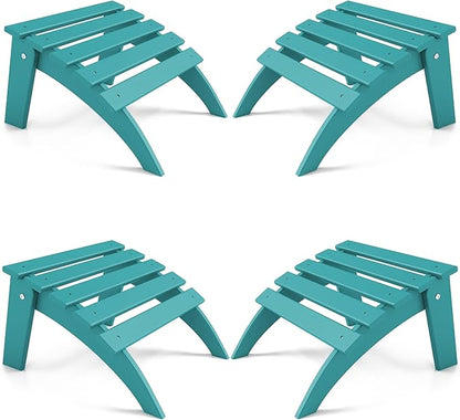 FOOWIN Folding Adirondack Ottoman Set of 4, HDPE All Weather Adirondack Footrests, Ottoman for Adirondack Chair,Patio Footstool for Outside Easy Storage,for Patio, Backyard, Porch, Garden, Lake Blue