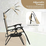 Athena Collection Patio Chairs Set of 2 Reclining Lounge Chair with Cup Holder and Pillow Fabric Camping Chairs with - Photo 9