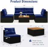 Tangkula 5 Piece Rattan Sofa Set, Outdoor Wicker Furniture Set w/Seat & Back Cushions, Square Coffee Table - Photo 6