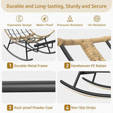 ZENPETIO Outdoor Rocking Chair - Oversized Metal Frame Papasan Rocking Chair with All Weather PE Wicker Rattan Rocker - Photo 6