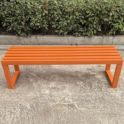 Outdoor Garden Bench Metal Park Seat Weatherproof 3-Person Deck Furniture Backless Furniture Seating for Front Porch,Lawn,Path,Yard(Orange,59 Inch)