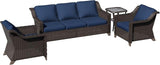 4 Pieces Patio Conversation Furniture Set - 1 Sofa, 2 Armchairs, 1 Side Table - Photo 6