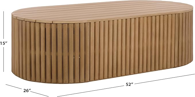SAFAVIEH Couture Outdoor Patio Furniture Collection - Arielle Solid Wood Oval Coffee Table, Fully Assembled (CPT5001) - Photo 3