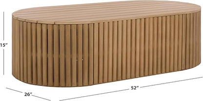 SAFAVIEH Couture Outdoor Patio Furniture Collection - Arielle Solid Wood Oval Coffee Table, Fully Assembled (CPT5001)