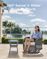 10-Piece Patio Furniture Set-Patio Rocking Chairs Set of 4 Outdoor Rattan Sofa Sets with Coffee Table Outdoor Patio - Photo 3