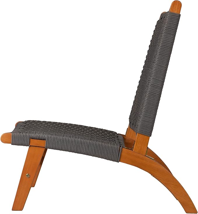 Pura Vida Modern Outdoor Lounge Chair - Comfortable Reclining Design with Woven Web Seat - Photo 4