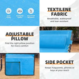 Patio Lounge Chair Folding Chaise Bed - Heavy-Duty 400lb Capacity Portable Adjustable Recliner w/Pillow for Pool - Photo 7