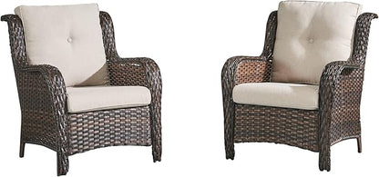 HUMMUH Outdoor Furniture 4 Pieces Patio Furniture Set Wicker Outdoor Sectional Sofa with 2 Patio Chairs,Coffee Table(Grey/Grey)