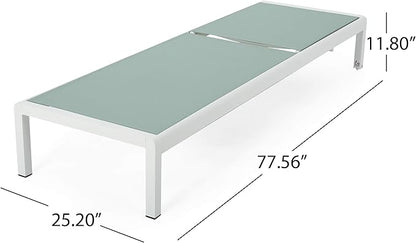 Christopher Knight Home Vanessa Coral Outdoor Chaise Lounges (Set of 2), Green and White