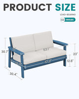 SERWALL Patio Furniture Set with 33” Fire Pit Table, HDPE Outdoor Sectional Sofa Set with Thickened Cushions - Photo 3