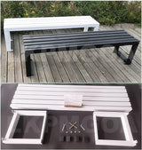 Garden Benches with Metal Legs, Outdoor Bench for Garden, Smooth and Comfortable, can Accommodate 2-3 People(Black - Photo 8