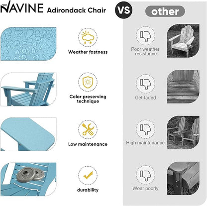 Adirondack Chair Set of 2, HDPE Folding Adirondack Chair with Multifunctional Cup Holder, Weather Resistant Fire Pit Chair for porches, patios, patios, poolsides, Decks.